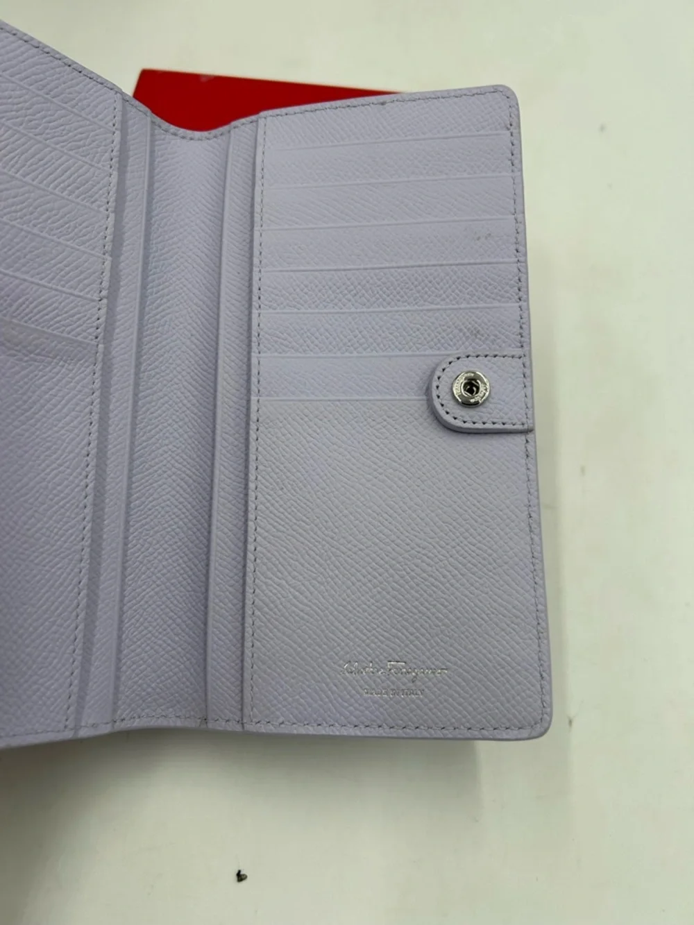 Women's Salvatore Ferragamo GANCINI bifold Wallet in light blue made in Italy - Picture 7 of 11